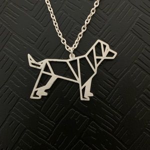 Geometric dog silver color necklace